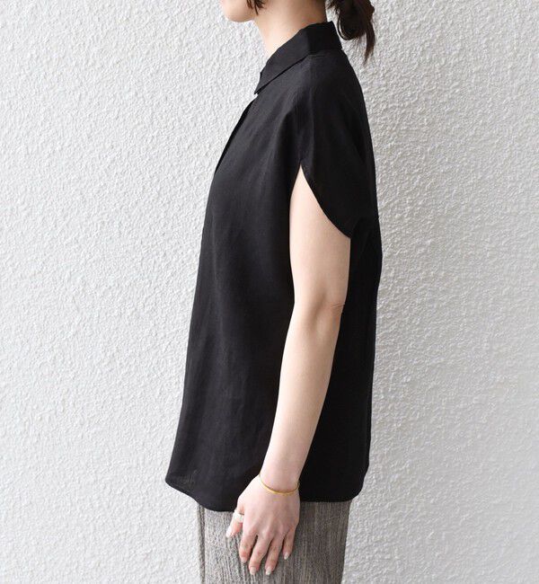 SHIPS Colors 「SHIPS Colors:〈洗濯機可能〉ユーロリネン (EURO Linen) フレンチスリーブ ビッグ シャツ◇」|シャツ・ブラウス|