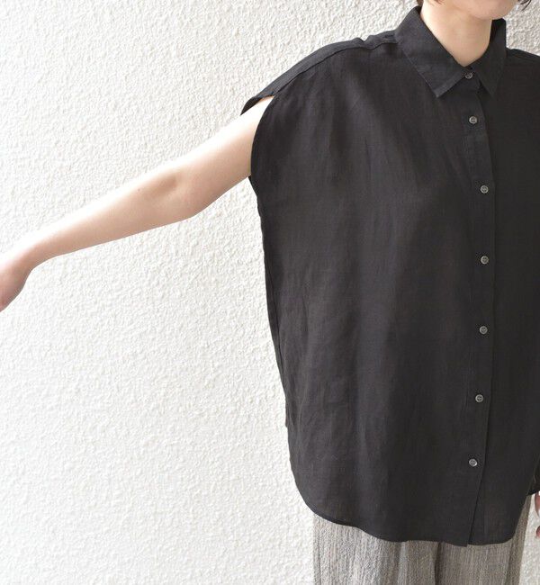 SHIPS Colors 「SHIPS Colors:〈洗濯機可能〉ユーロリネン (EURO Linen) フレンチスリーブ ビッグ シャツ◇」|シャツ・ブラウス|