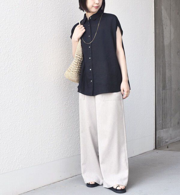 SHIPS Colors 「SHIPS Colors:〈洗濯機可能〉ユーロリネン (EURO Linen) フレンチスリーブ ビッグ シャツ◇」|シャツ・ブラウス|