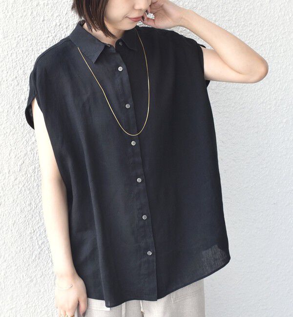 SHIPS Colors 「SHIPS Colors:〈洗濯機可能〉ユーロリネン (EURO Linen) フレンチスリーブ ビッグ シャツ◇」|シャツ・ブラウス|