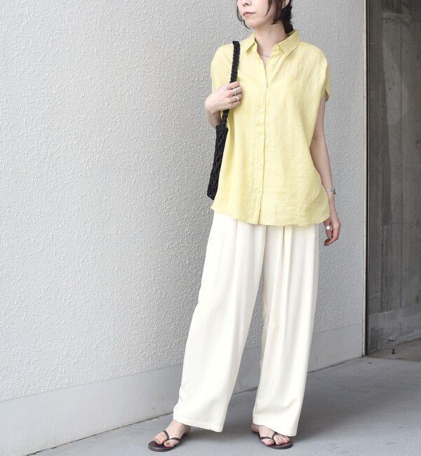 SHIPS Colors 「SHIPS Colors:〈洗濯機可能〉ユーロリネン (EURO Linen) フレンチスリーブ ビッグ シャツ◇」|シャツ・ブラウス|