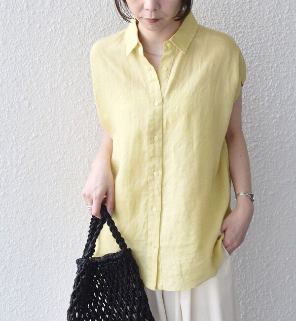 SHIPS Colors 「SHIPS Colors:〈洗濯機可能〉ユーロリネン (EURO Linen) フレンチスリーブ ビッグ シャツ◇」|シャツ・ブラウス|