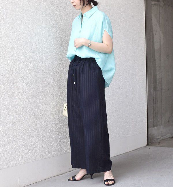 SHIPS Colors 「SHIPS Colors:〈洗濯機可能〉ユーロリネン (EURO Linen) フレンチスリーブ ビッグ シャツ◇」|シャツ・ブラウス|