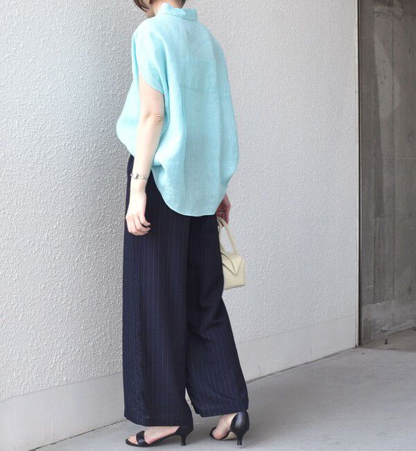 SHIPS Colors 「SHIPS Colors:〈洗濯機可能〉ユーロリネン (EURO Linen) フレンチスリーブ ビッグ シャツ◇」|シャツ・ブラウス|