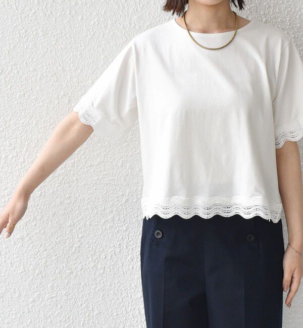SHIPS Colors 「SHIPS Colors:〈洗濯機可能〉リンク レース コンビ TEE◇」|Tシャツ・カットソー|