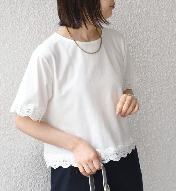 SHIPS Colors 「SHIPS Colors:〈洗濯機可能〉リンク レース コンビ TEE◇」|Tシャツ・カットソー|