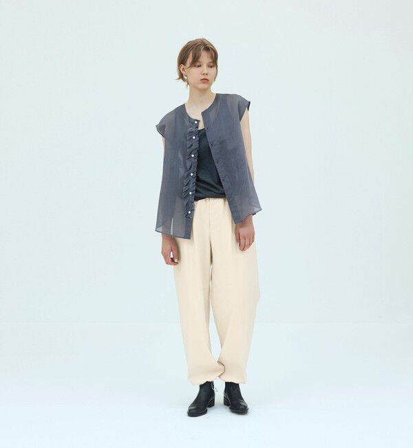 GALERIE VIE「コットンシルクオーガンジー ノースリーブシャツ」|シャツ・ブラウス|