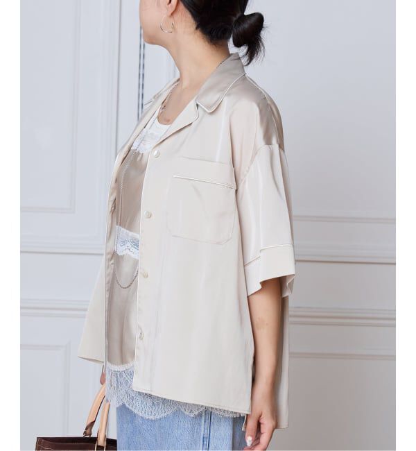 IENA LA BOUCLE「IENA LA BOUCLE サテン半袖シャツ」|シャツ・ブラウス|