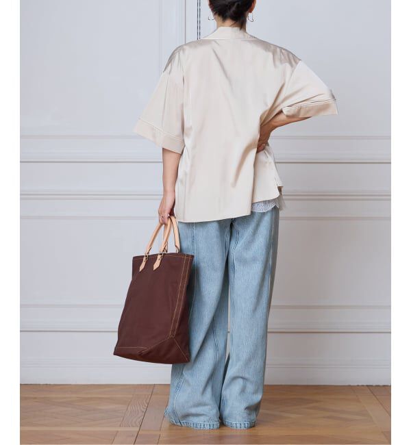 IENA LA BOUCLE「IENA LA BOUCLE サテン半袖シャツ」|シャツ・ブラウス|