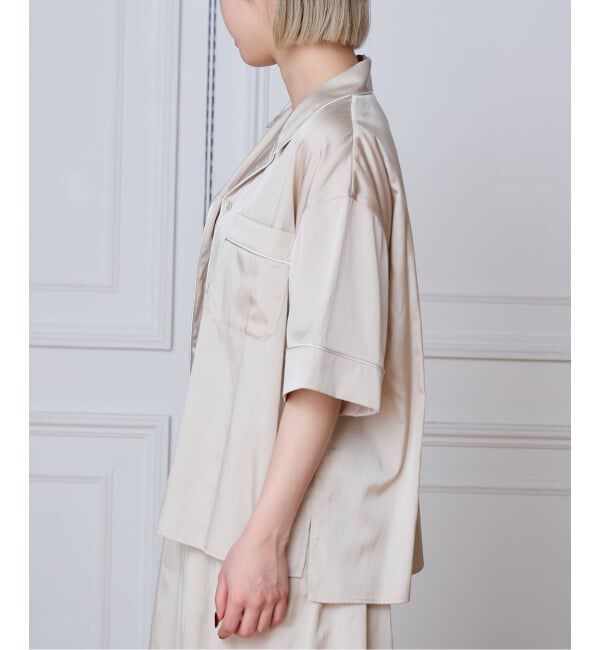 IENA LA BOUCLE「IENA LA BOUCLE サテン半袖シャツ」|シャツ・ブラウス|