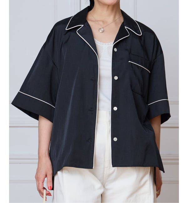IENA LA BOUCLE「IENA LA BOUCLE サテン半袖シャツ」|シャツ・ブラウス|