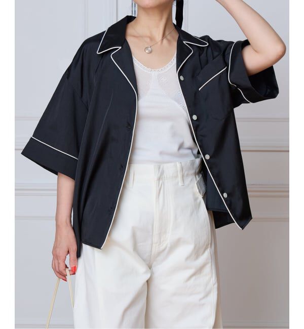 IENA LA BOUCLE「IENA LA BOUCLE サテン半袖シャツ」|シャツ・ブラウス|