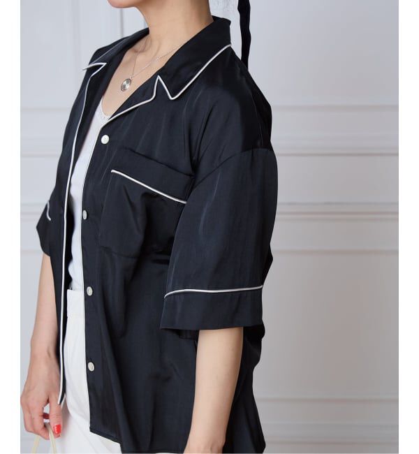 IENA LA BOUCLE「IENA LA BOUCLE サテン半袖シャツ」|シャツ・ブラウス|