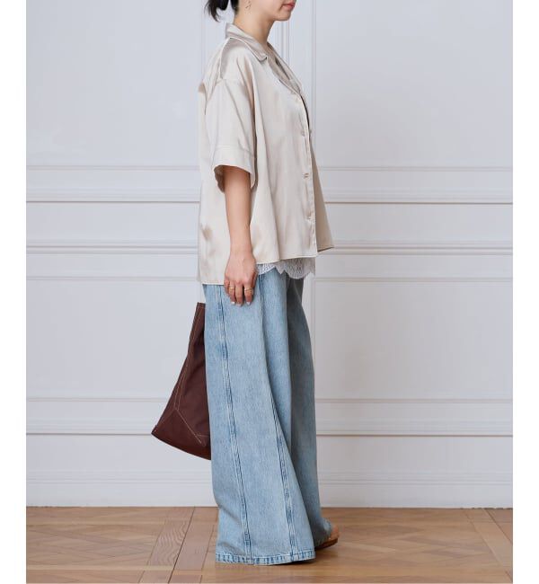 IENA LA BOUCLE「IENA LA BOUCLE サテン半袖シャツ」|シャツ・ブラウス|