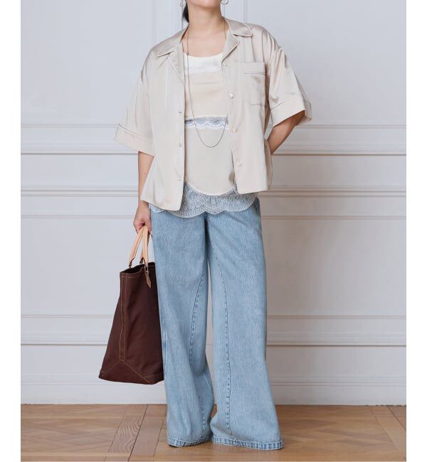 IENA LA BOUCLE「IENA LA BOUCLE サテン半袖シャツ」|シャツ・ブラウス|