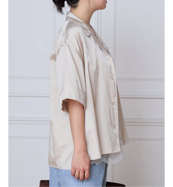 IENA LA BOUCLE「IENA LA BOUCLE サテン半袖シャツ」|シャツ・ブラウス|