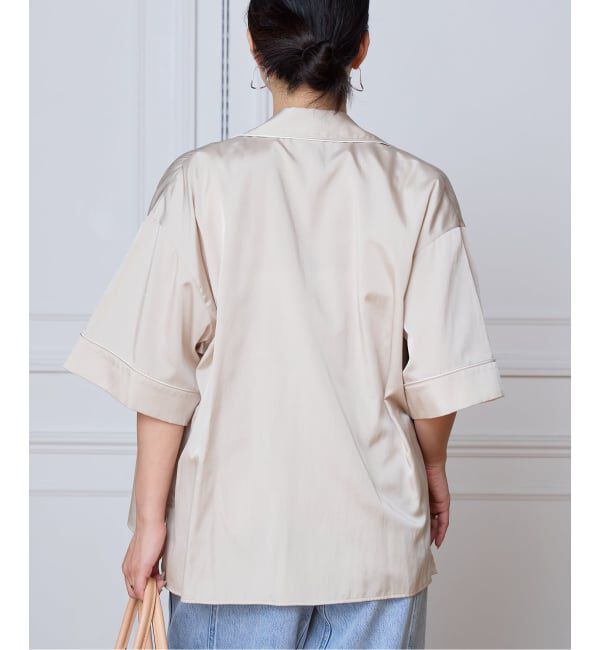 IENA LA BOUCLE「IENA LA BOUCLE サテン半袖シャツ」|シャツ・ブラウス|