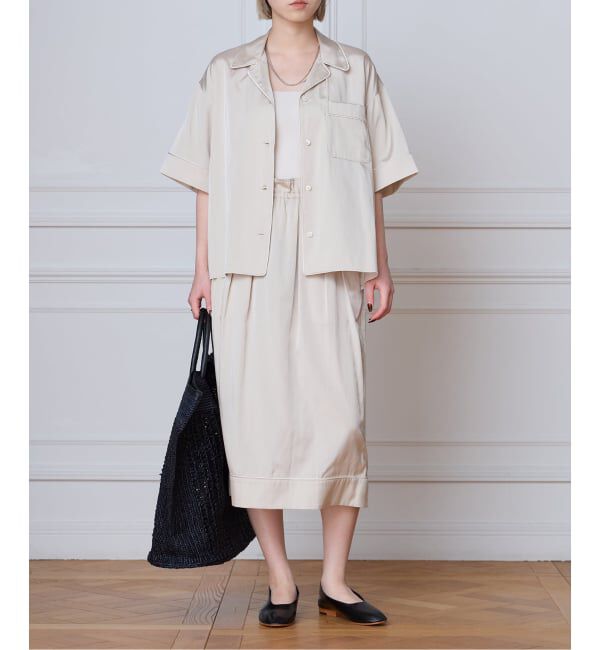 IENA LA BOUCLE「IENA LA BOUCLE サテン半袖シャツ」|シャツ・ブラウス|
