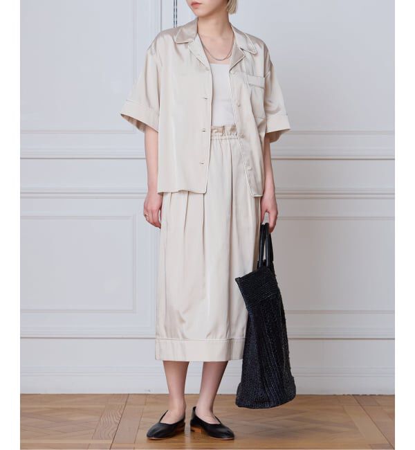 IENA LA BOUCLE「IENA LA BOUCLE サテン半袖シャツ」|シャツ・ブラウス|