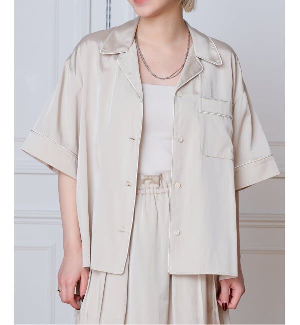 IENA LA BOUCLE「IENA LA BOUCLE サテン半袖シャツ」|シャツ・ブラウス|