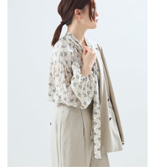 journal standard L'essage「《追加》IPEKERドット&フラワー/シアーボウタイブラウス」|シャツ・ブラウス|