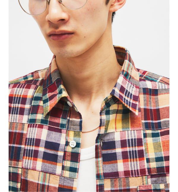 JOURNAL STANDARD「パッチ マドラス チェック ボックス 半袖 シャツ」|シャツ・ブラウス|