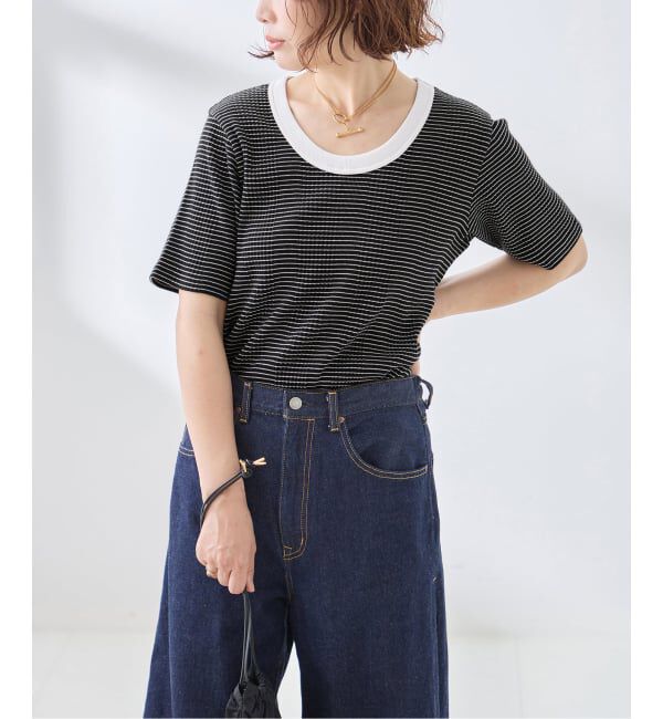 journal standard L'essage「ボーダーTシャツ」|Tシャツ・カットソー|ブラック