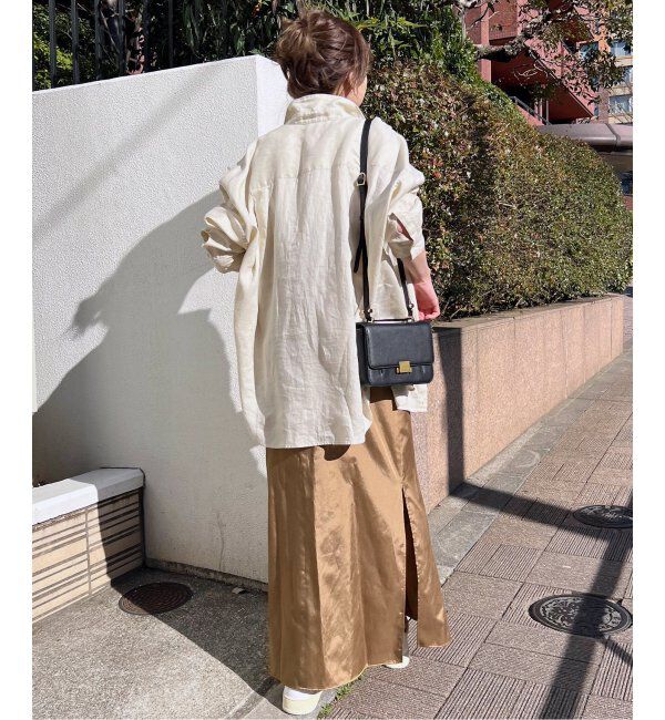 Spick and Span「≪追加≫80リネンカシュクールビッグシャツ」|シャツ・ブラウス|