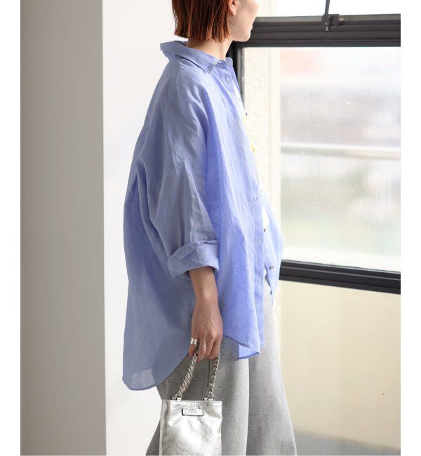 Spick and Span「≪追加≫80リネンカシュクールビッグシャツ」|シャツ・ブラウス|