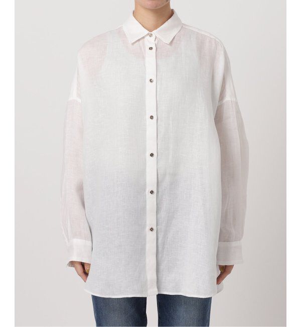 Spick and Span「≪追加≫80リネンカシュクールビッグシャツ」|シャツ・ブラウス|