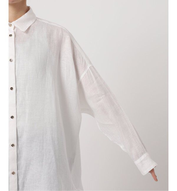 Spick and Span「≪追加≫80リネンカシュクールビッグシャツ」|シャツ・ブラウス|