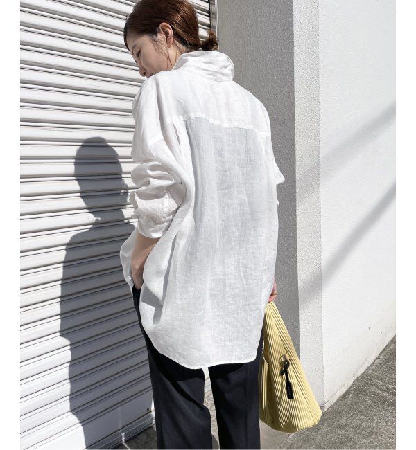 Spick and Span「≪追加≫80リネンカシュクールビッグシャツ」|シャツ・ブラウス|