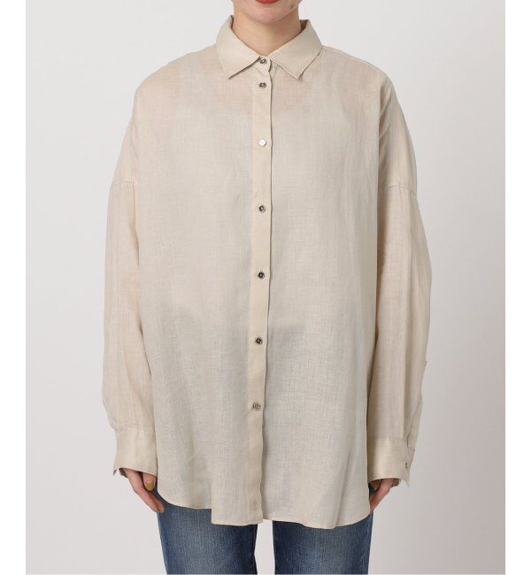 Spick and Span「≪追加≫80リネンカシュクールビッグシャツ」|シャツ・ブラウス|