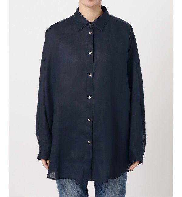 Spick and Span「≪追加≫80リネンカシュクールビッグシャツ」|シャツ・ブラウス|