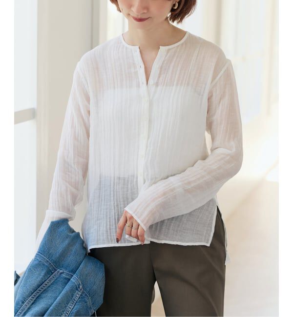 Spick and Span「クレープクルーネックブラウス」|シャツ・ブラウス|