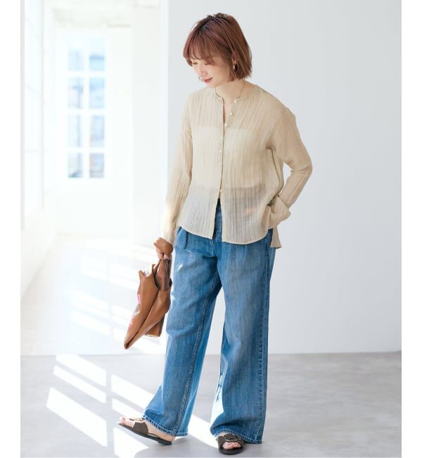 Spick and Span「クレープクルーネックブラウス」|シャツ・ブラウス|