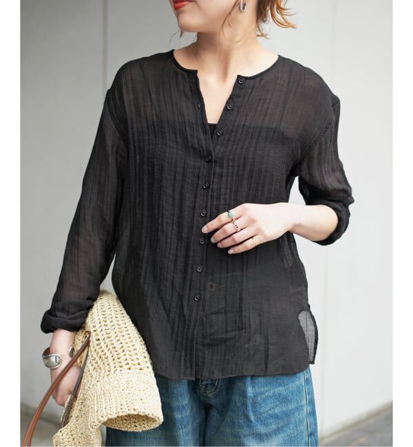 Spick and Span「クレープクルーネックブラウス」|シャツ・ブラウス|