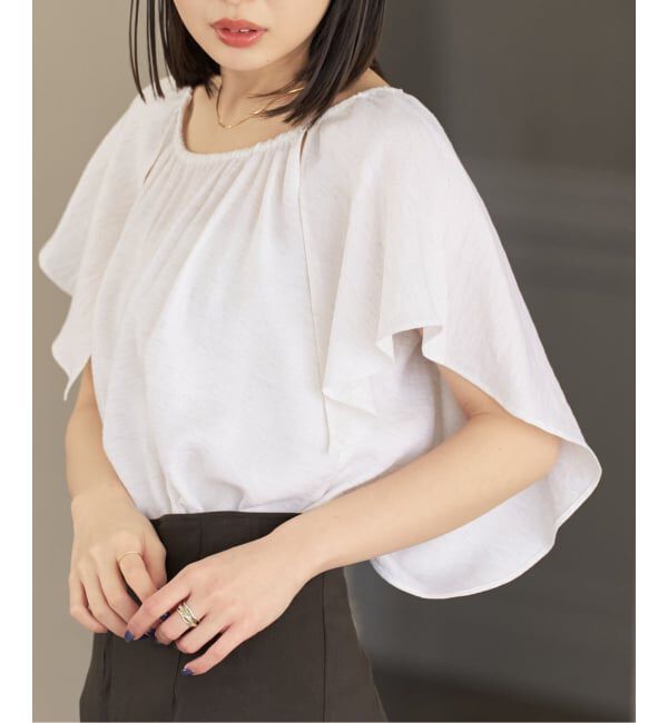 NOBLE「《セットアップ対応》【洗える】ファジーリネン2WAYフリルブラウス」|シャツ・ブラウス|