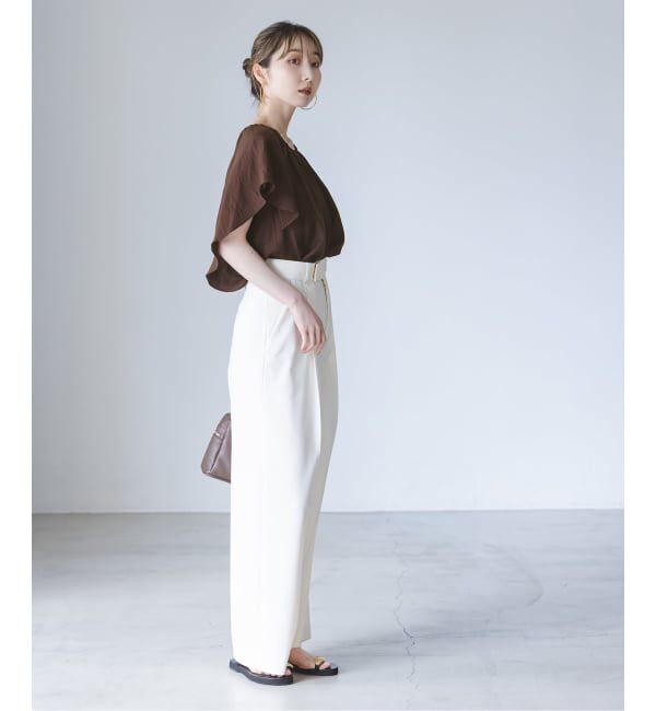 NOBLE「《セットアップ対応》【洗える】ファジーリネン2WAYフリルブラウス」|シャツ・ブラウス|