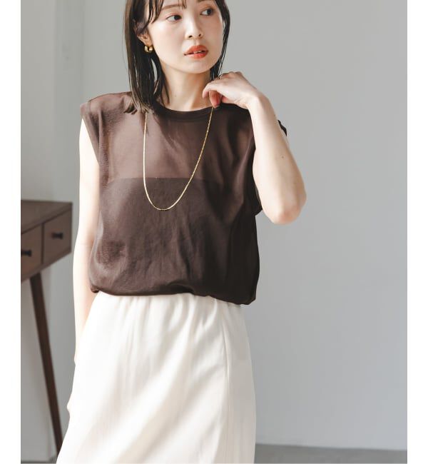 NOBLE「《追加》シアースキニーノースリーブトップス」|Tシャツ・カットソー|ブラウン