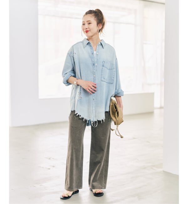Spick and Span「《予約》6ozダメージデニムシャツ」|シャツ・ブラウス|