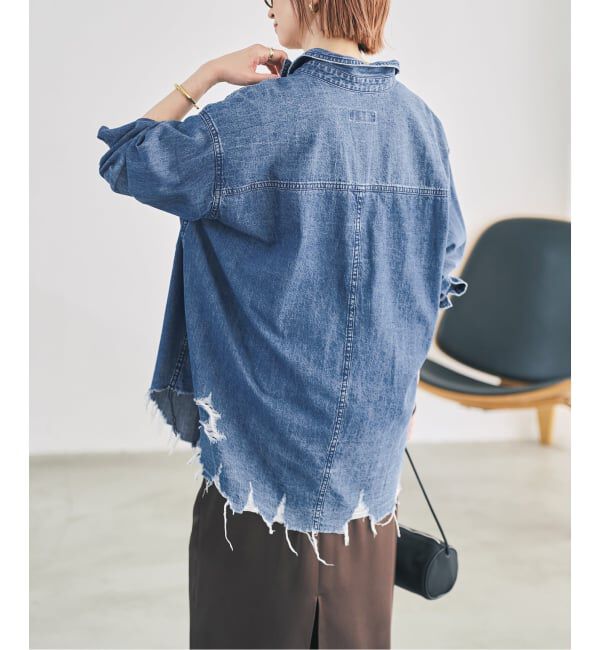Spick and Span「《予約》6ozダメージデニムシャツ」|シャツ・ブラウス|
