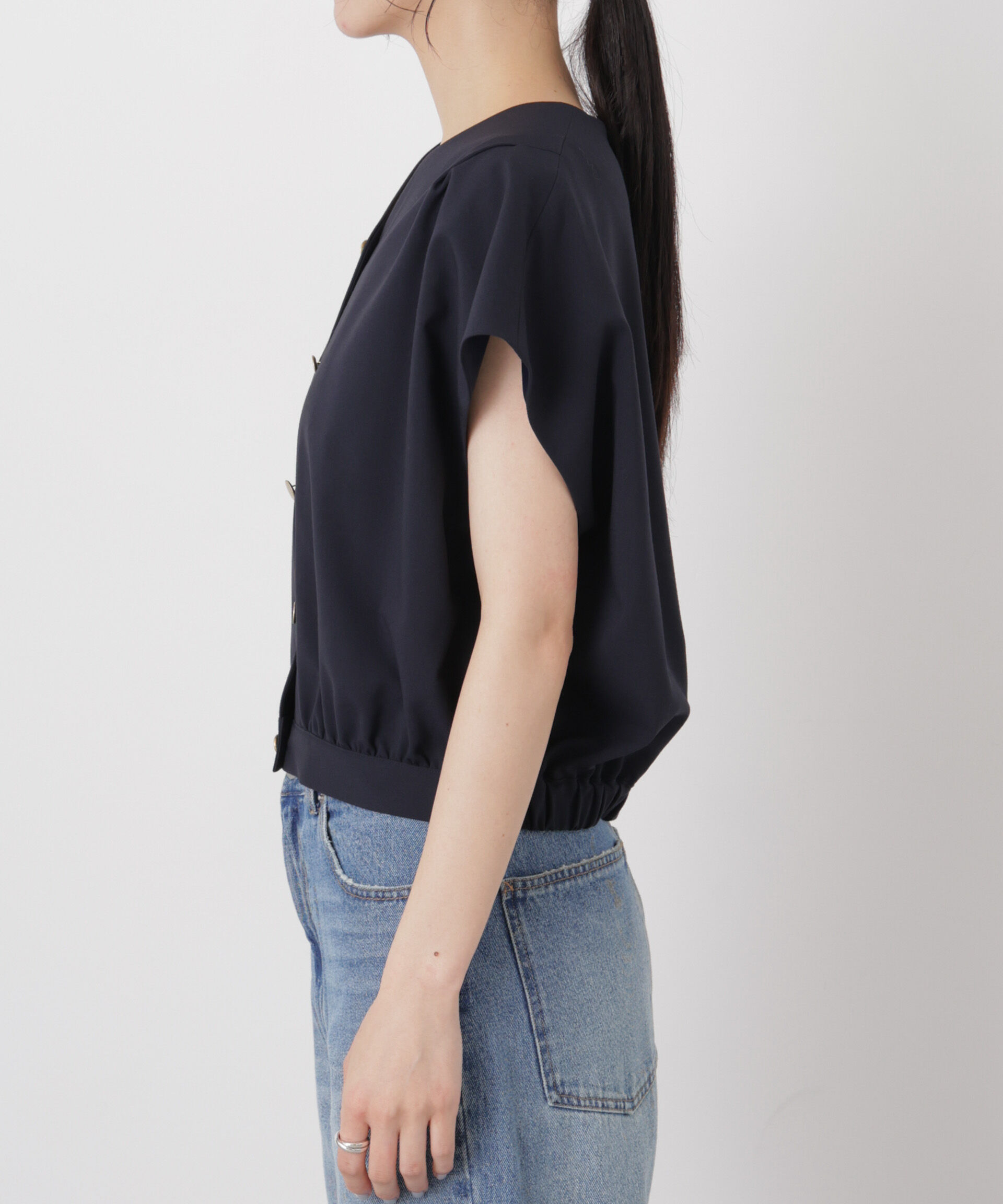 NANO universe「ドライウェザーストレッチVネックブラウジングベスト(セットアップ可)」|テーラードジャケット|