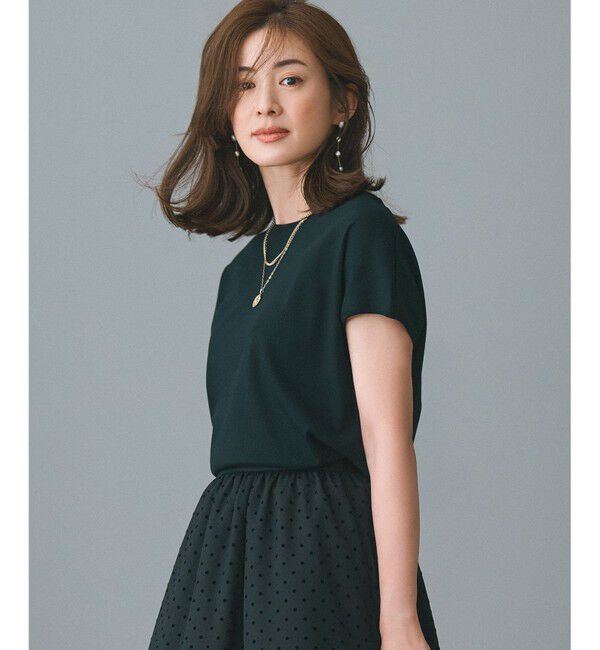 23区「【接触冷感/洗える】フレンチスリーブ IT TEE」|Tシャツ・カットソー|ブラック系