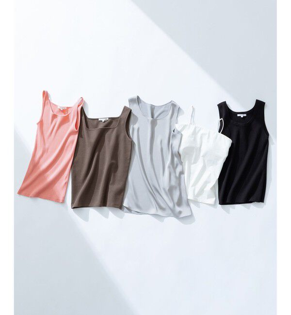 23区「シャイニーリブ スクエアネック タンクトップ」|タンクトップ|