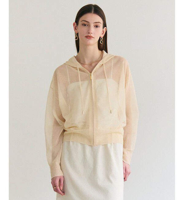 BEIGE,「SIDERITE / シアージップフーディーニット」|ニット・セーター|Peach