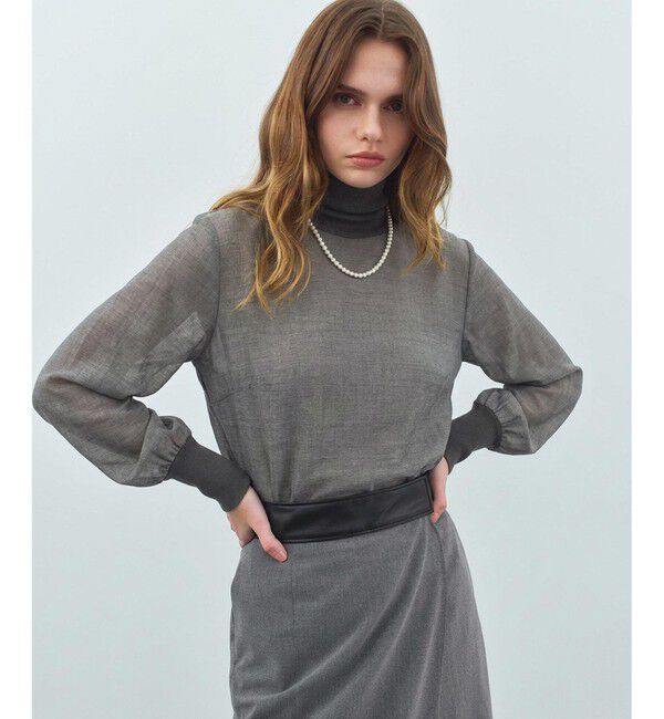 BEIGE,「MOYE / ニットドッキング ロングスリーブブラウス」|シャツ・ブラウス|Charcoal
