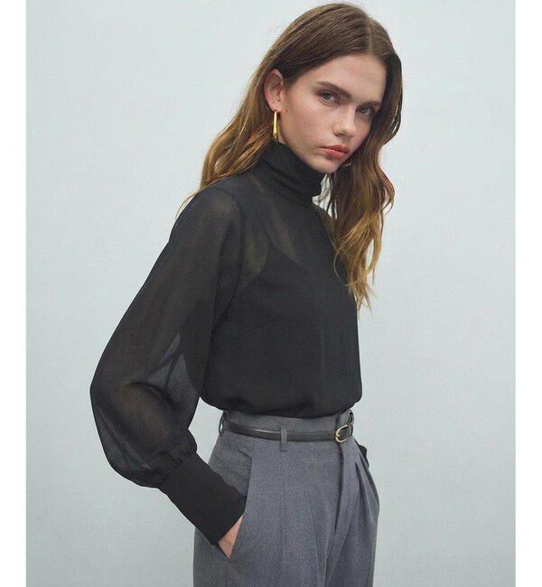 BEIGE,「MOYE / ニットドッキング ロングスリーブブラウス」|シャツ・ブラウス|Navy