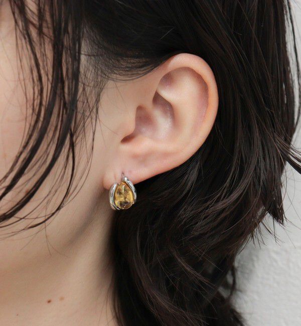 fredy emue「クリアストーンワンタッチピアス」|ピアス|オレンジ