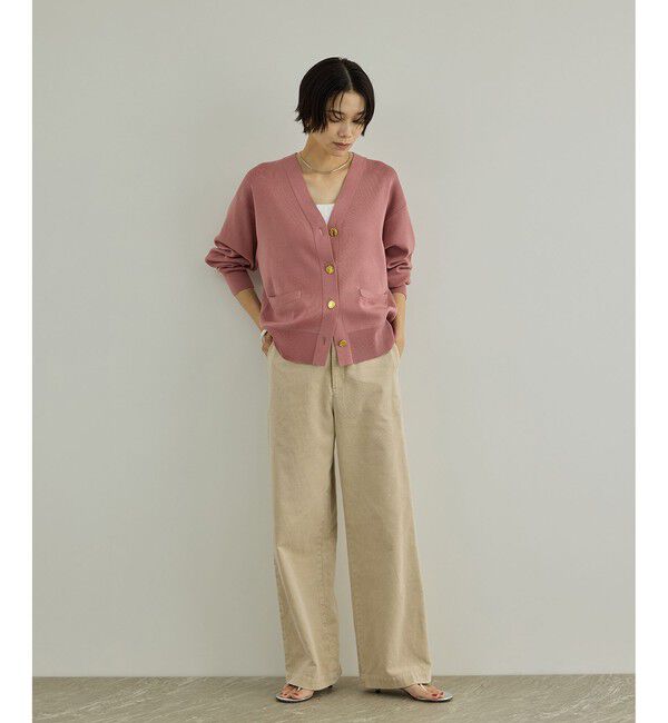 SALON adam et rope'「【WEB限定】メタルボタンスウェットライクラインカーディガン 4」|カーディガン|